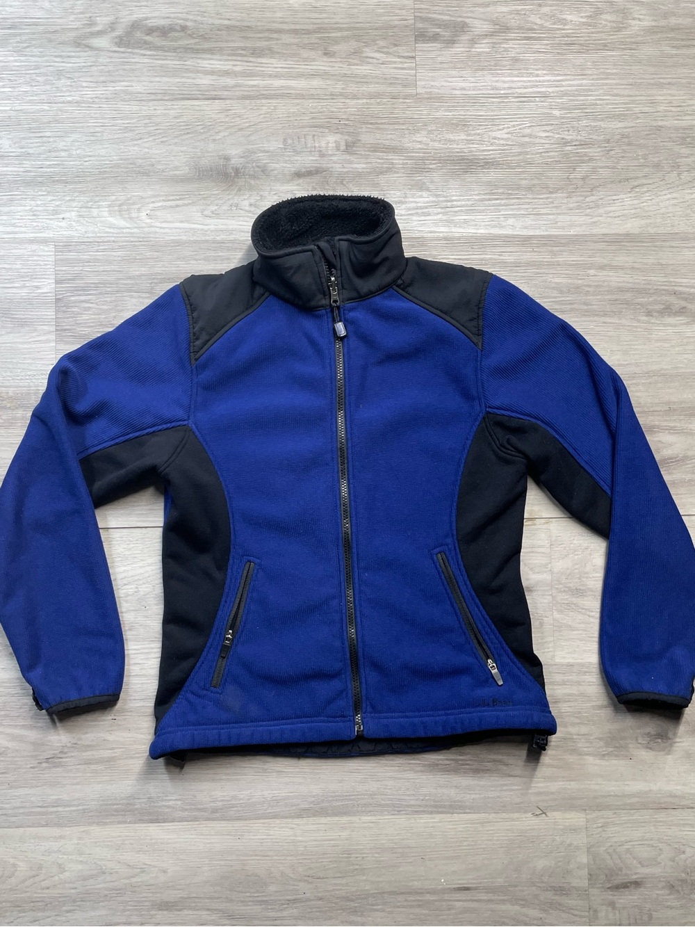 L.L. Bean Women's Royal Blue and Black Fleece Utility Jacket